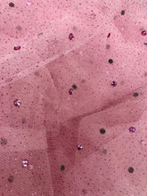 Glitter Net with Rhinestones - 60-inches Wide Pink